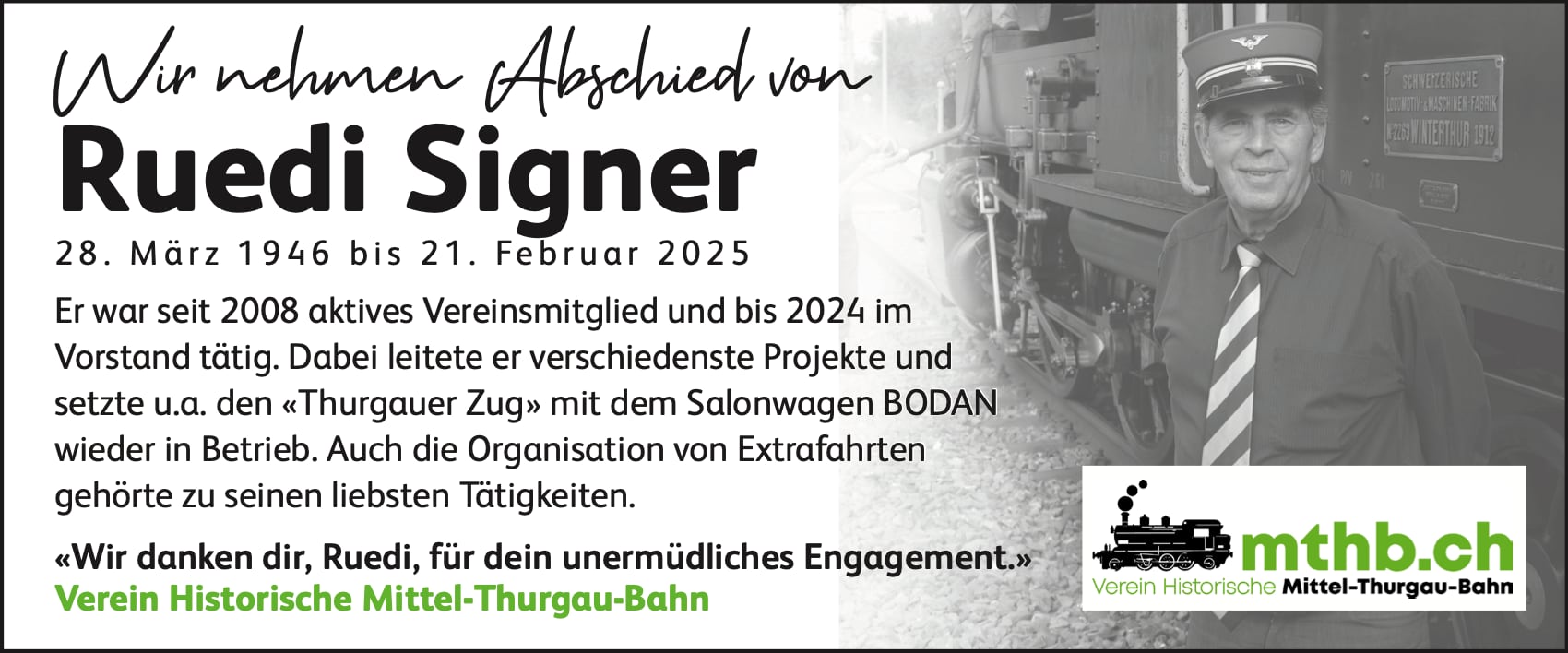 Wir nehmen Abschied von Ruedi Signer